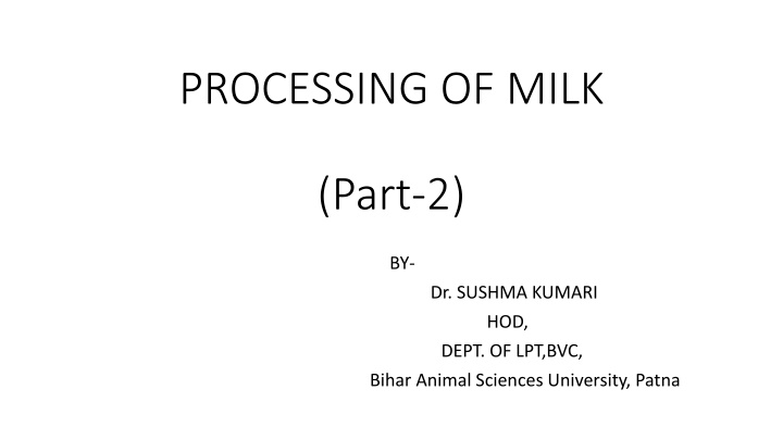 processing of milk