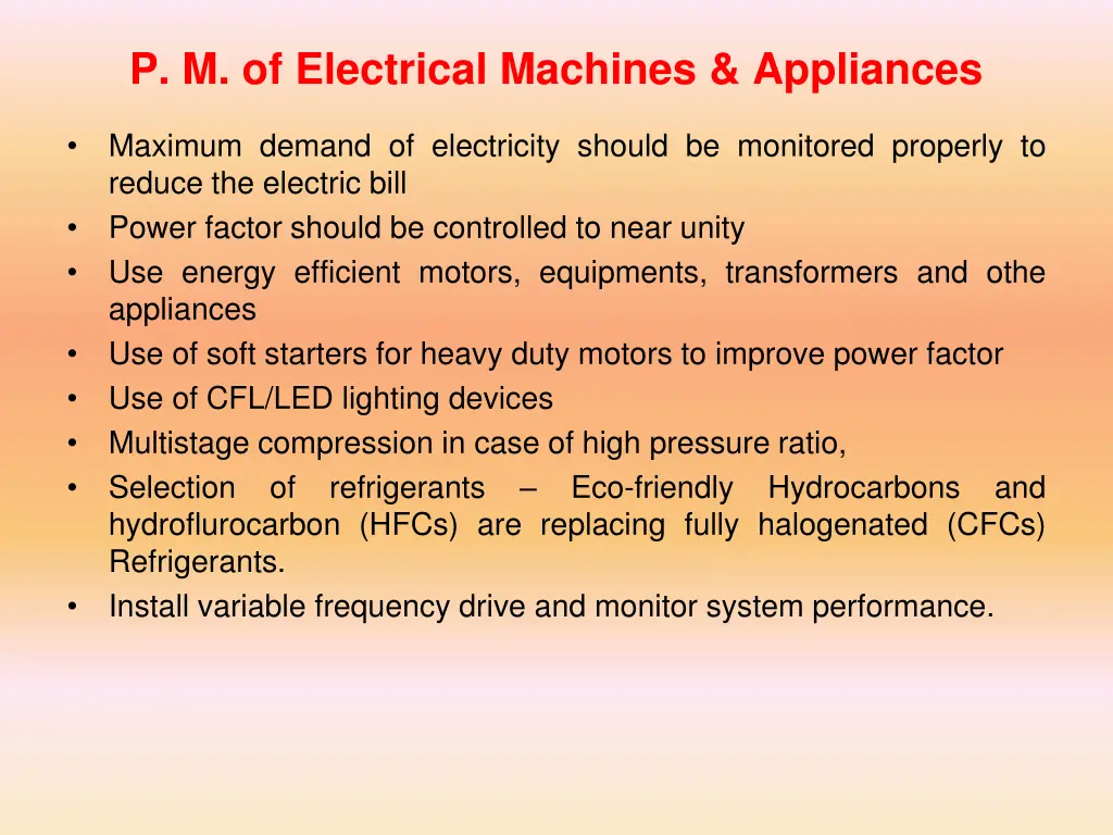 p m of electrical machines appliances