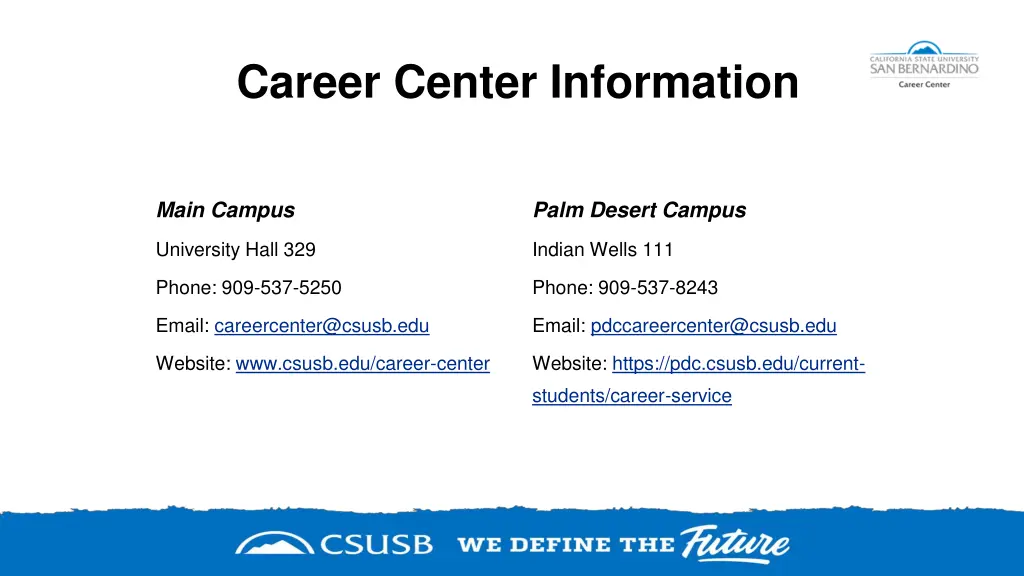 career center information