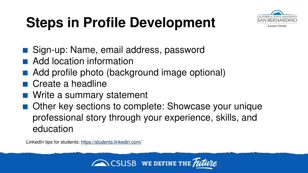 steps in profile development