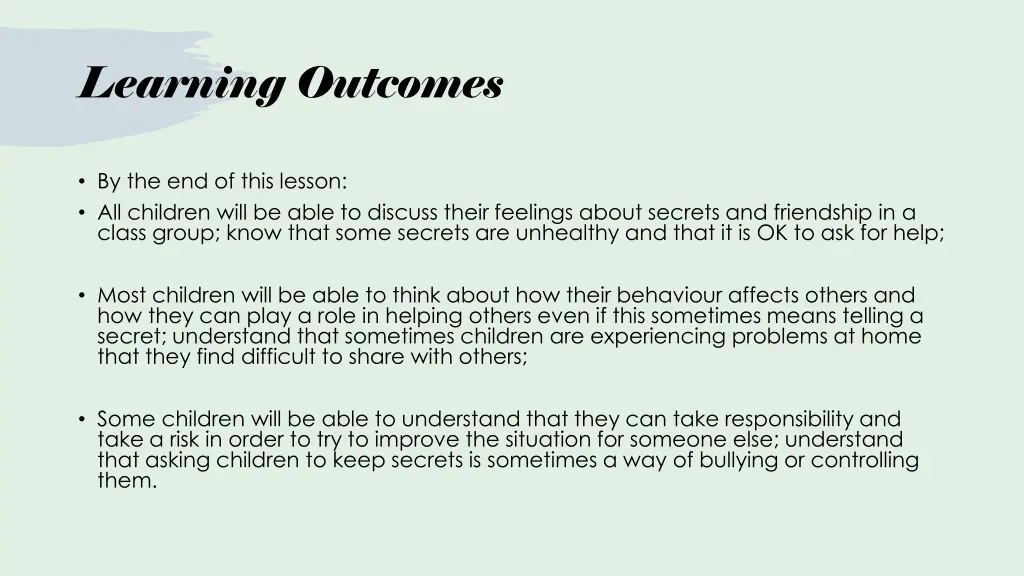 learning outcomes