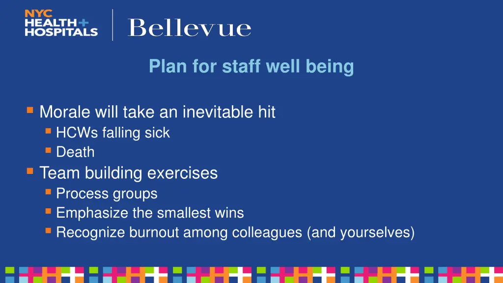 plan for staff well being