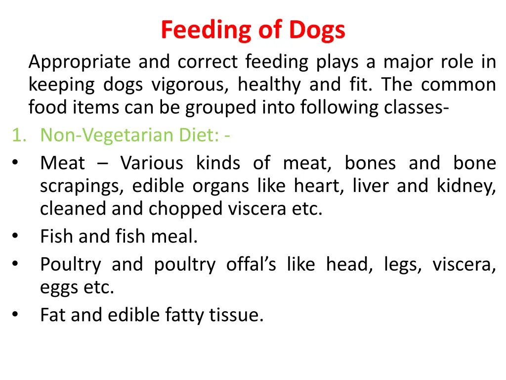 feeding of dogs