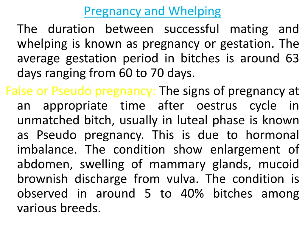 pregnancy and whelping