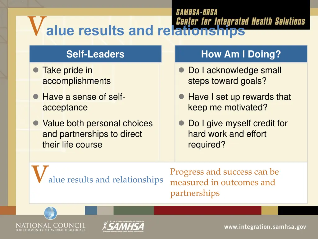 alue results and relationships