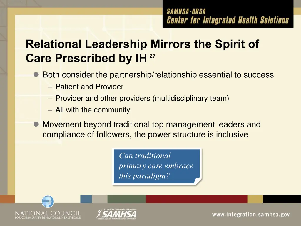 relational leadership mirrors the spirit of care