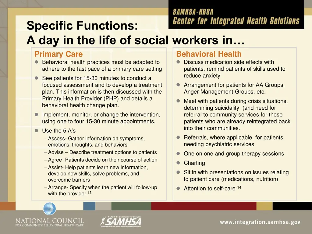 specific functions a day in the life of social