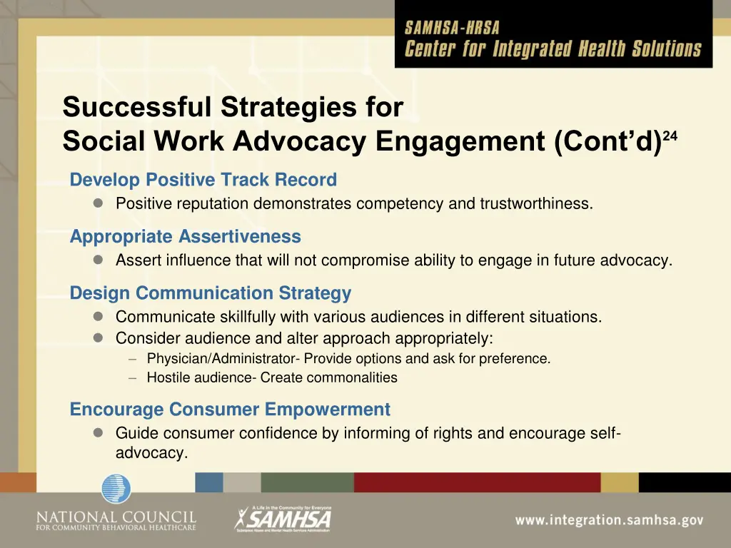 successful strategies for social work advocacy 1