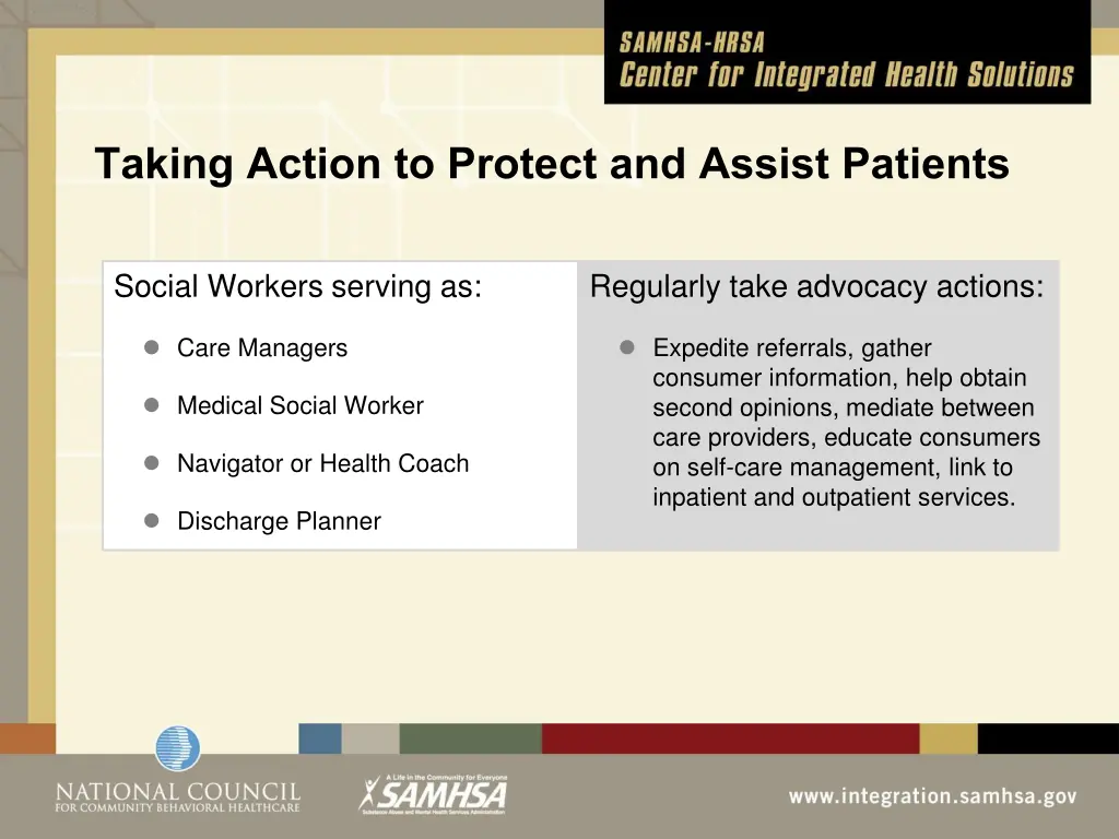 taking action to protect and assist patients