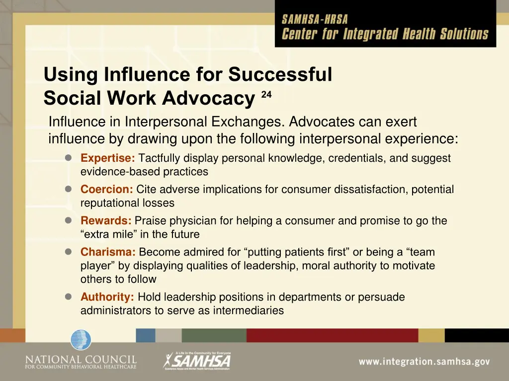 using influence for successful social work