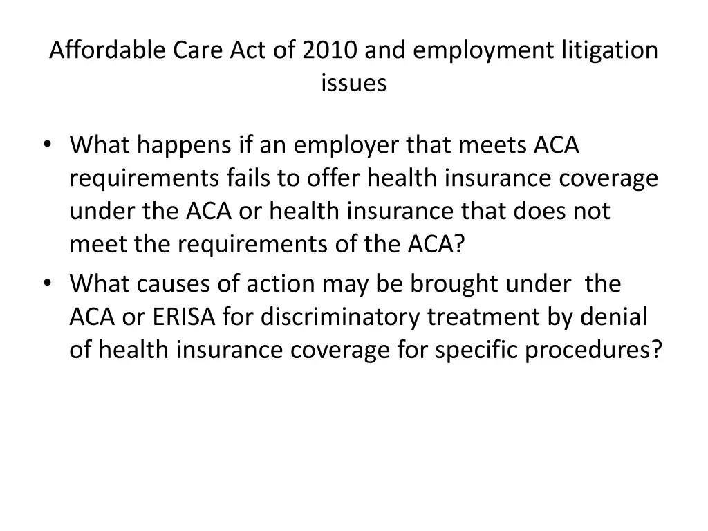 affordable care act of 2010 and employment