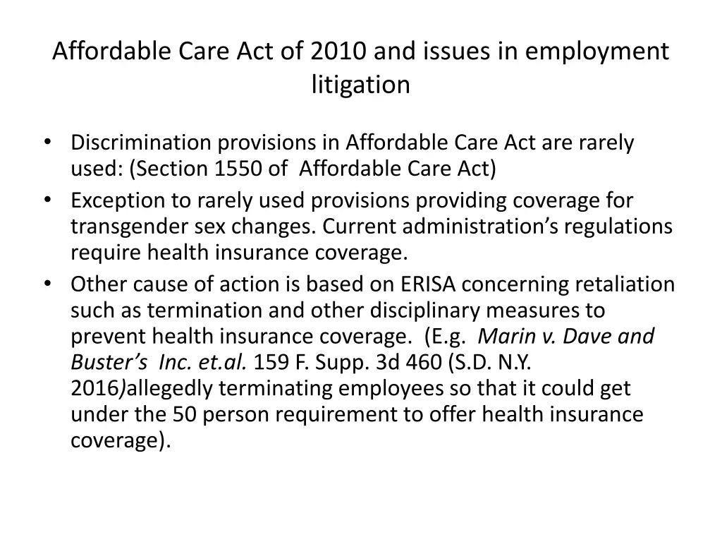 affordable care act of 2010 and issues 1