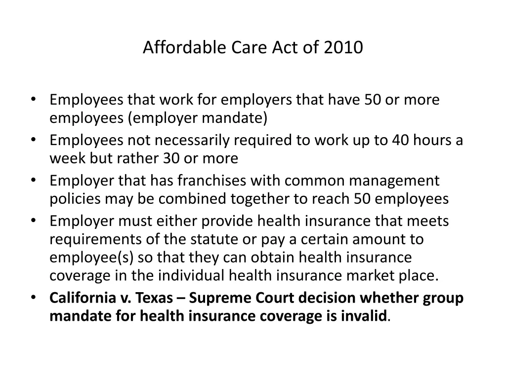 affordable care act of 2010