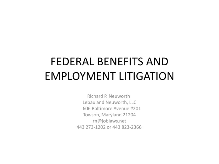 federal benefits and employment litigation