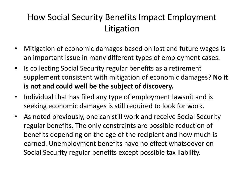 how social security benefits impact employment