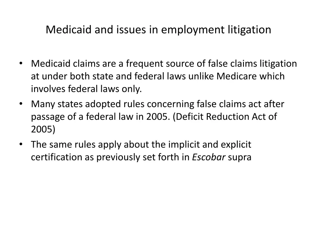 medicaid and issues in employment litigation 2