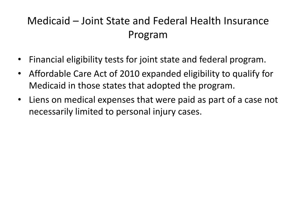 medicaid joint state and federal health insurance