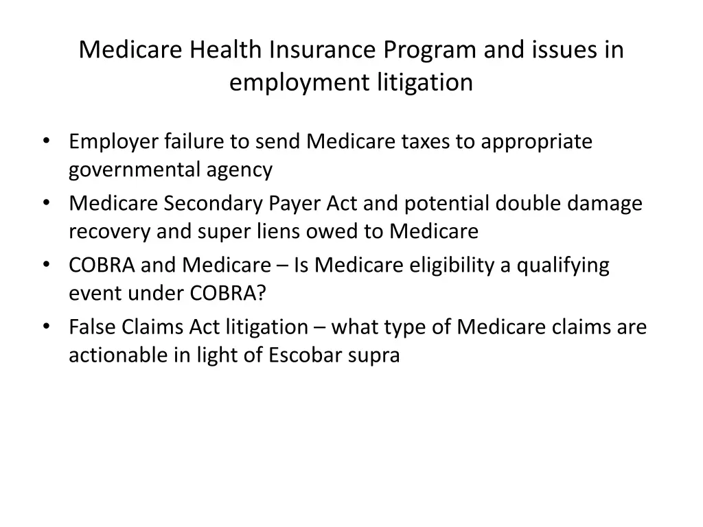 medicare health insurance program and issues