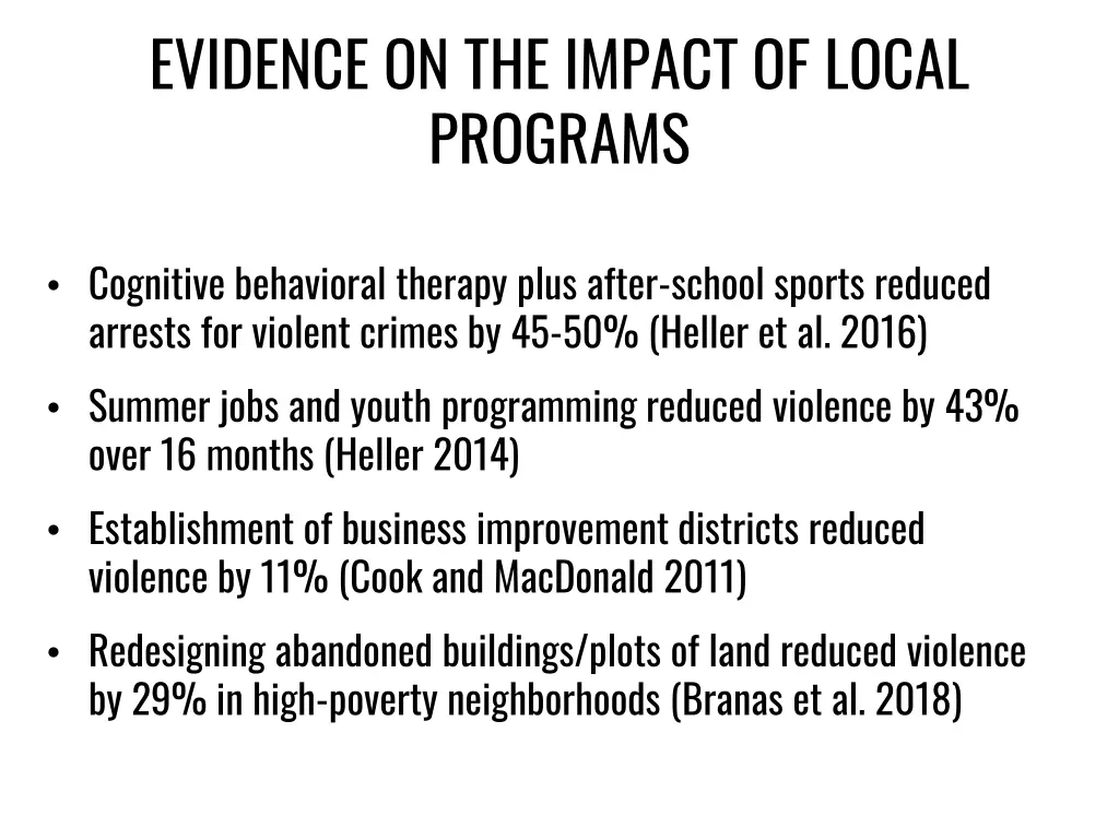 evidence on the impact of local programs