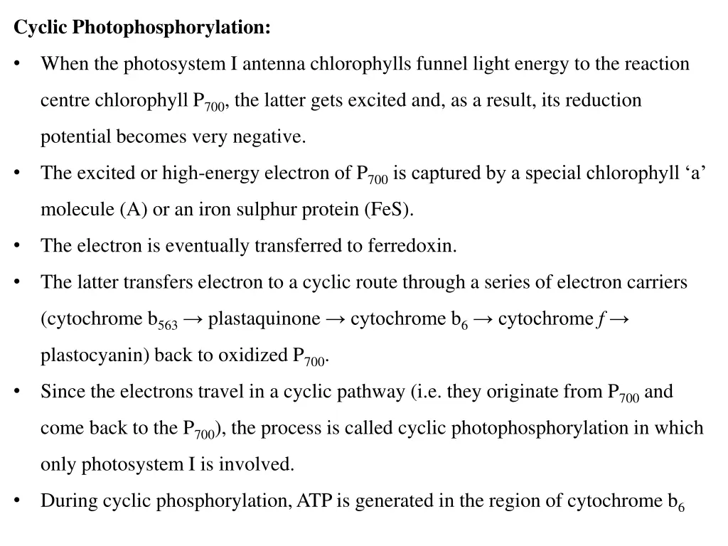 cyclic photophosphorylation