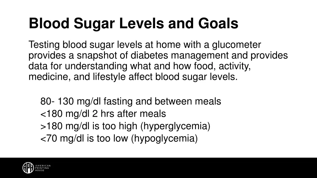 blood sugar levels and goals