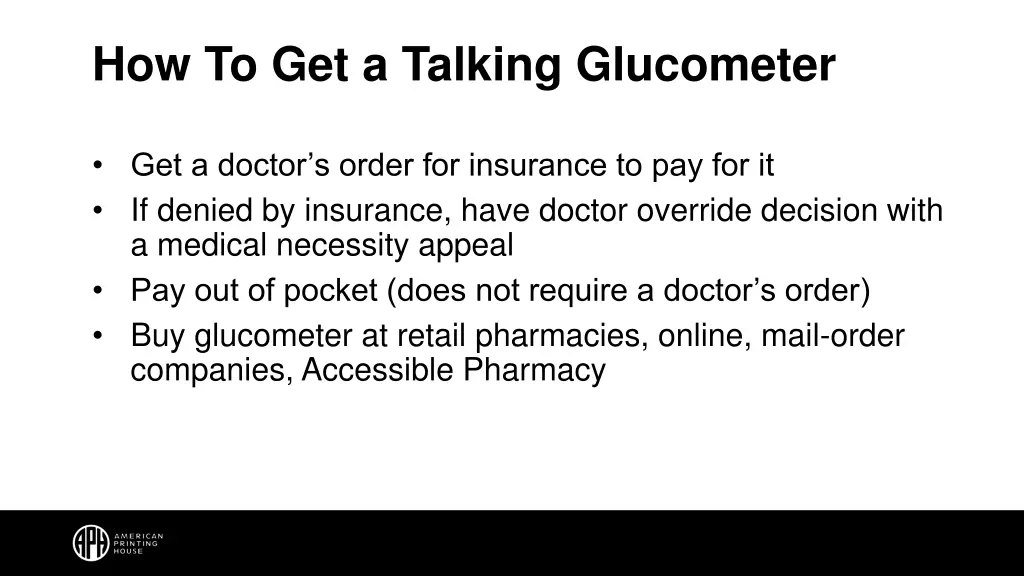 how to get a talking glucometer