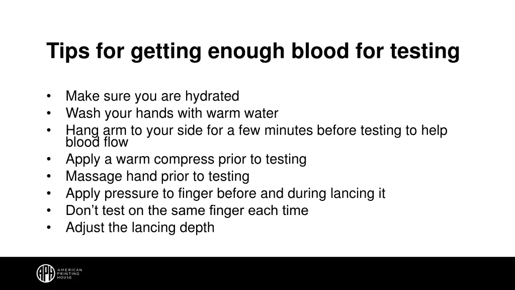 tips for getting enough blood for testing