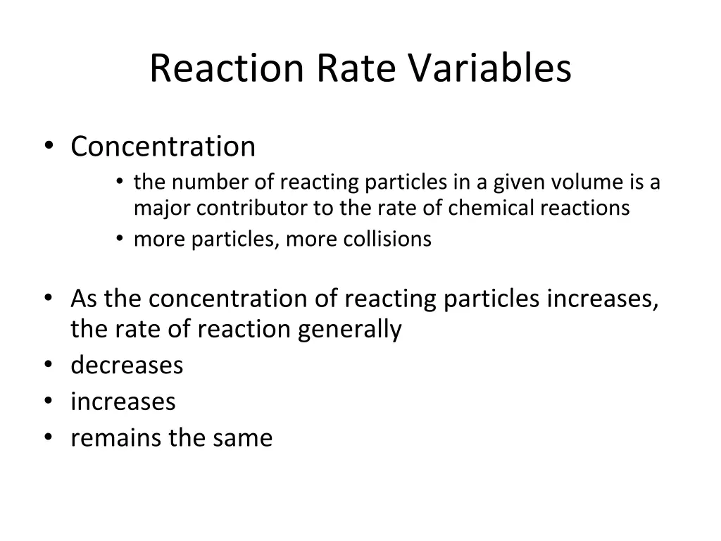 reaction rate variables 1