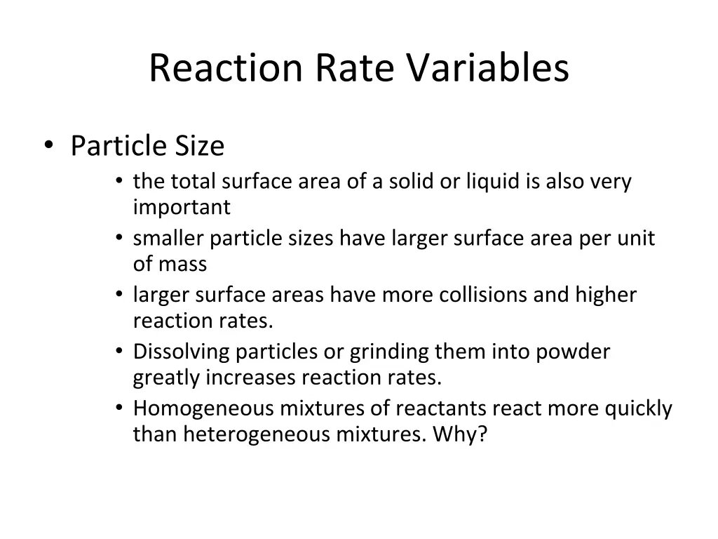 reaction rate variables 2