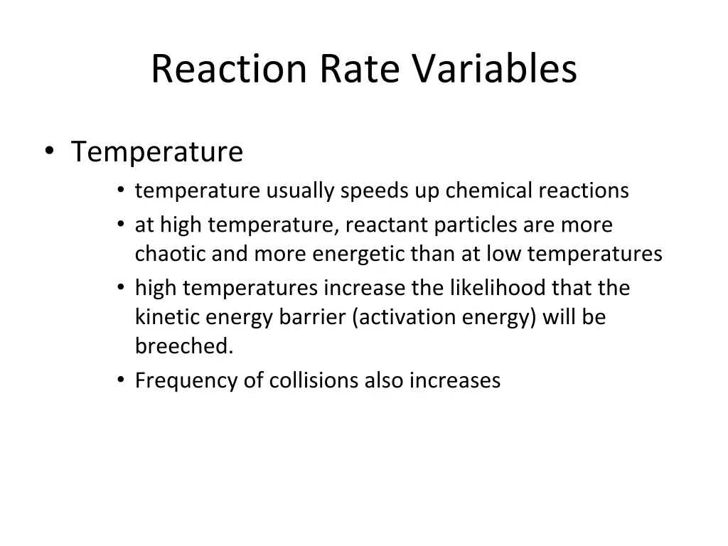 reaction rate variables