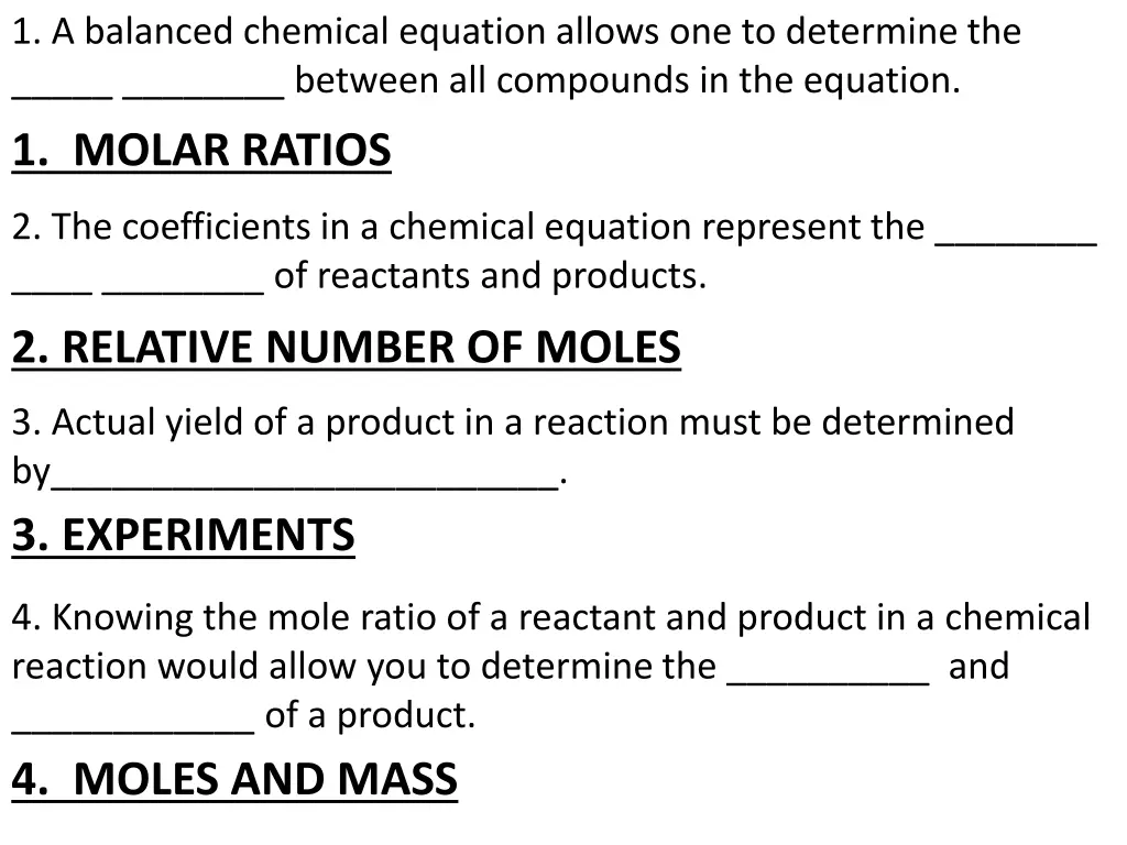 1 a balanced chemical equation allows