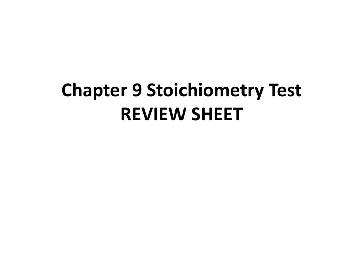 chapter 9 stoichiometry test review sheet