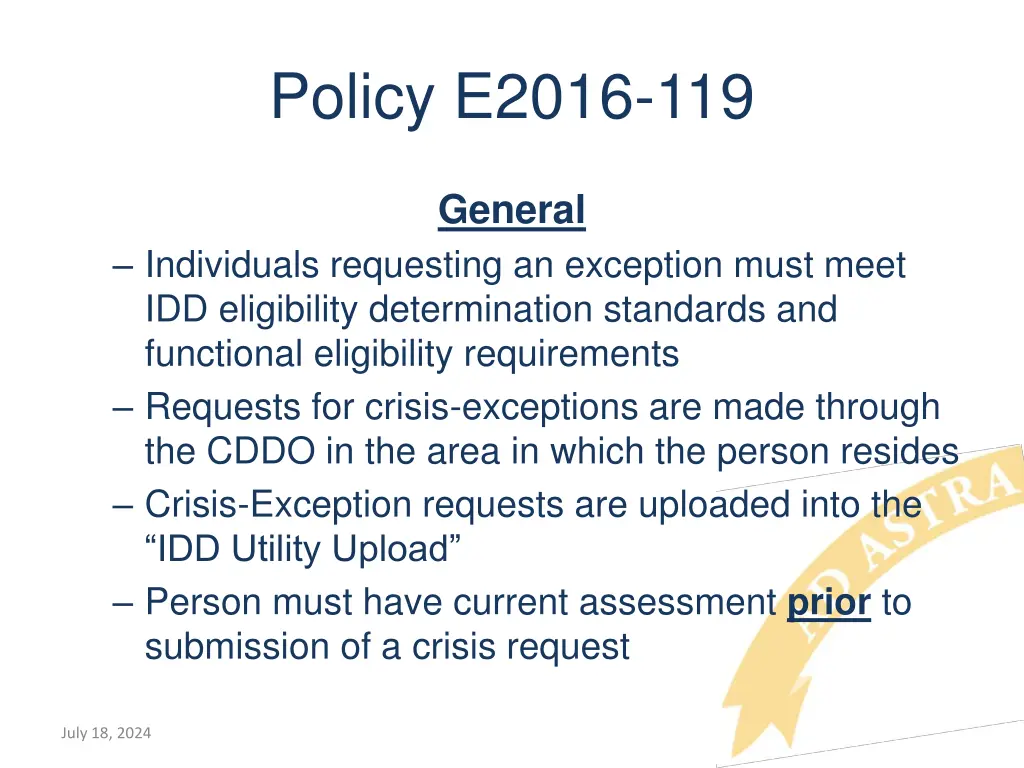 policy e2016 119