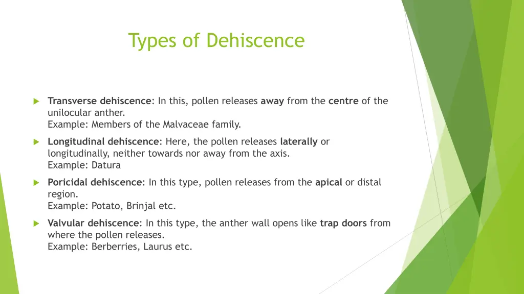 types of dehiscence