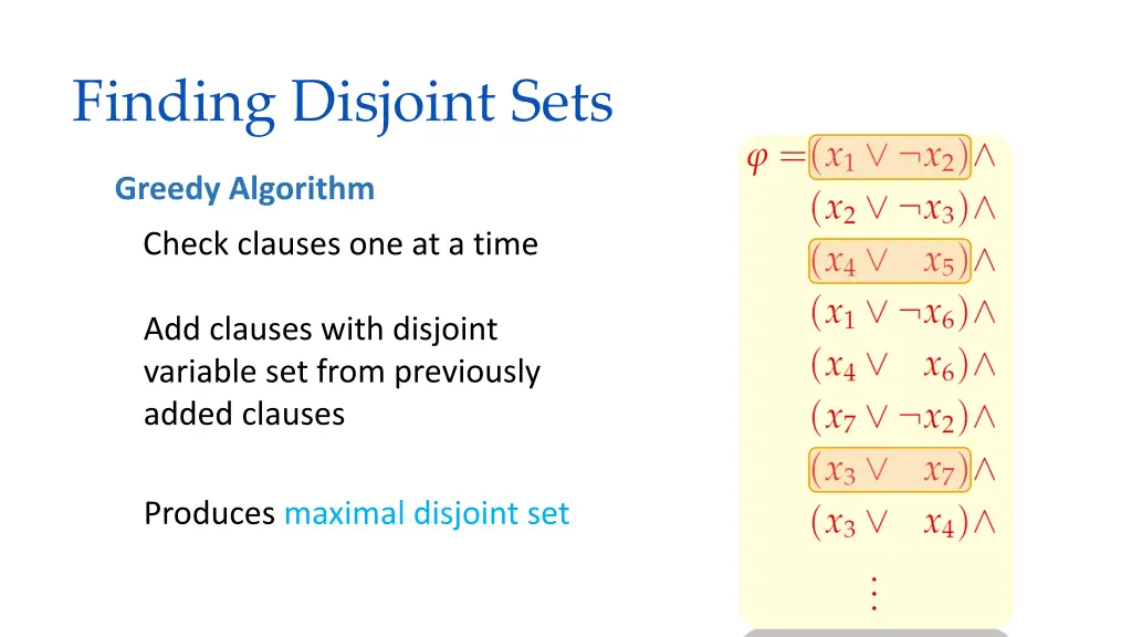 finding disjoint sets