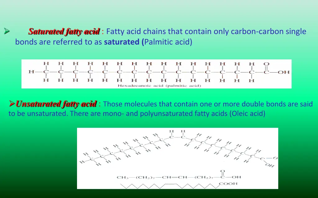 saturated fatty acid fatty acid chains that