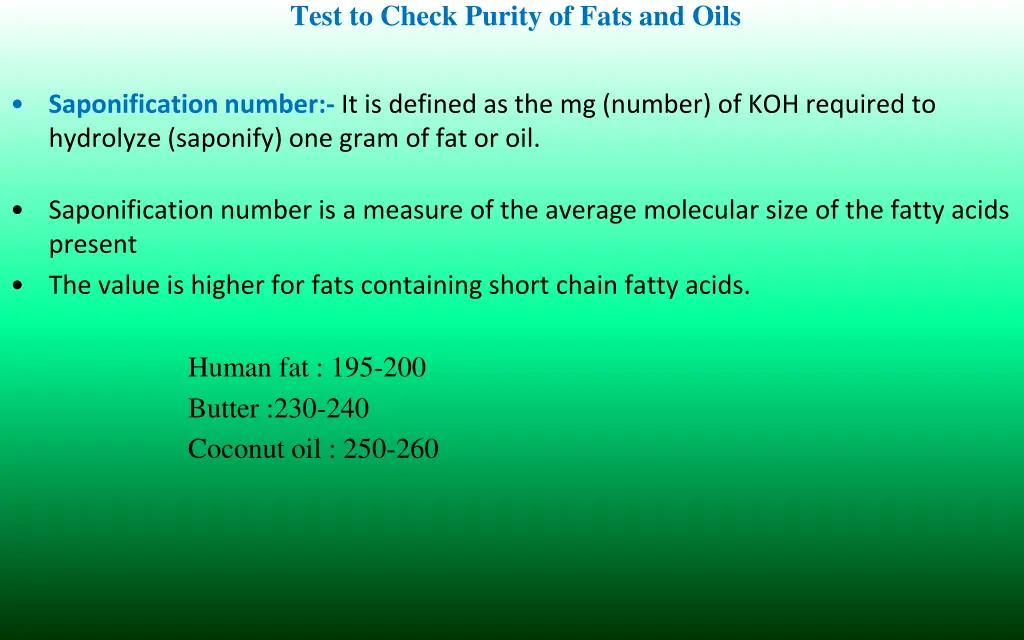 test to check purity of fats and oils 1