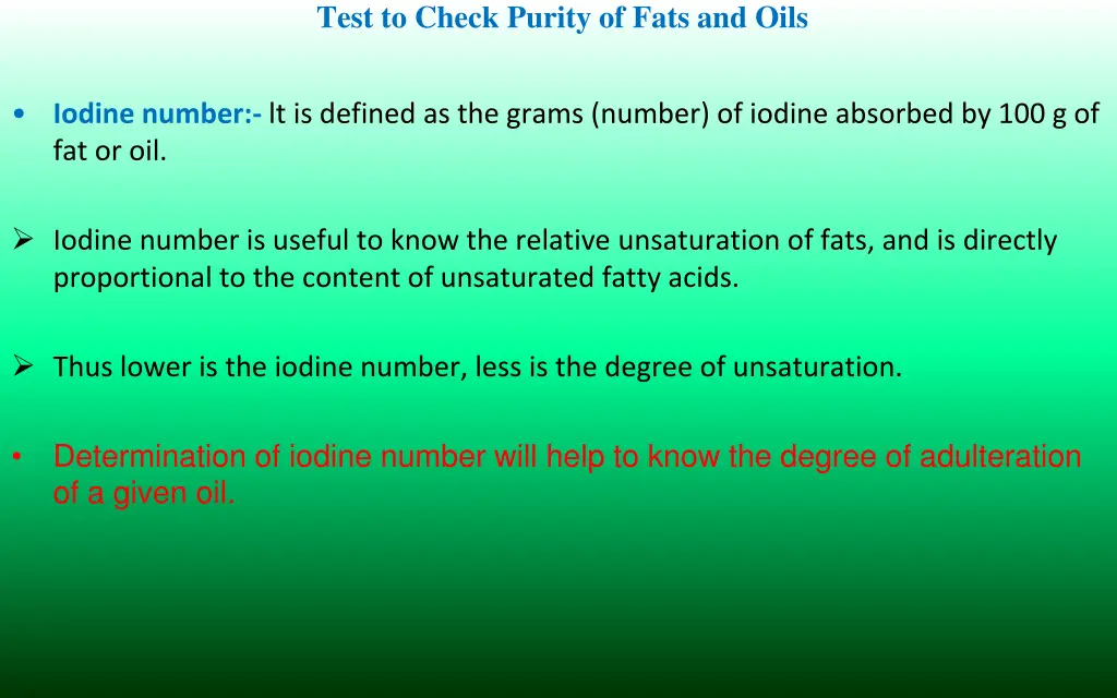 test to check purity of fats and oils 2