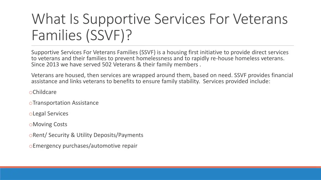 what is supportive services for veterans families