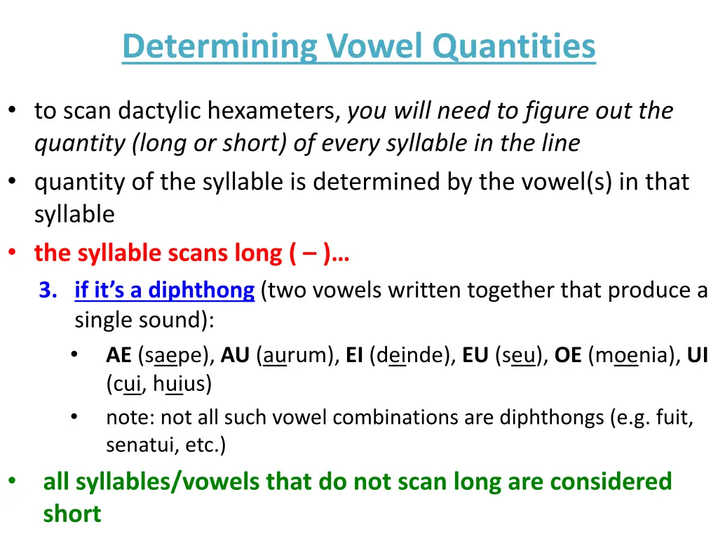 determining vowel quantities