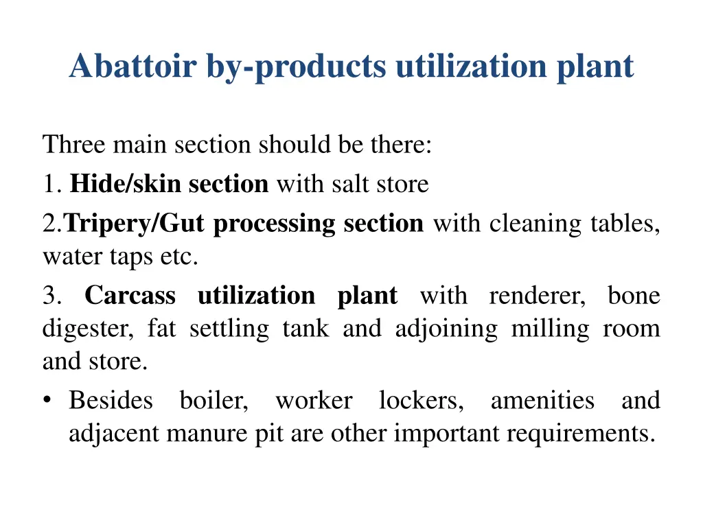 abattoir by products utilization plant