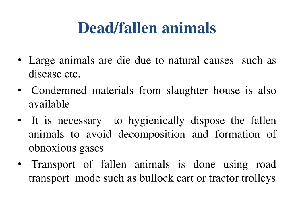 dead fallen animals