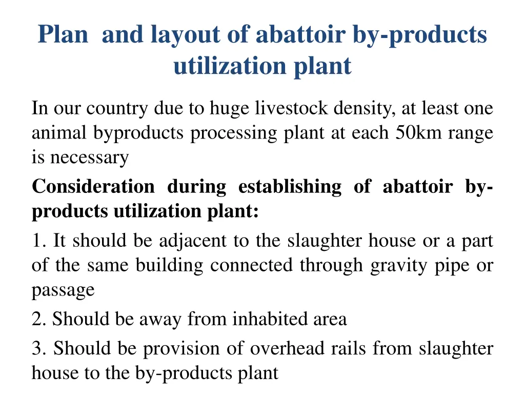 plan and layout of abattoir by products