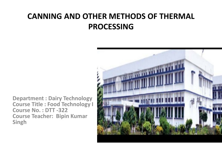 canning and other methods of thermal processing