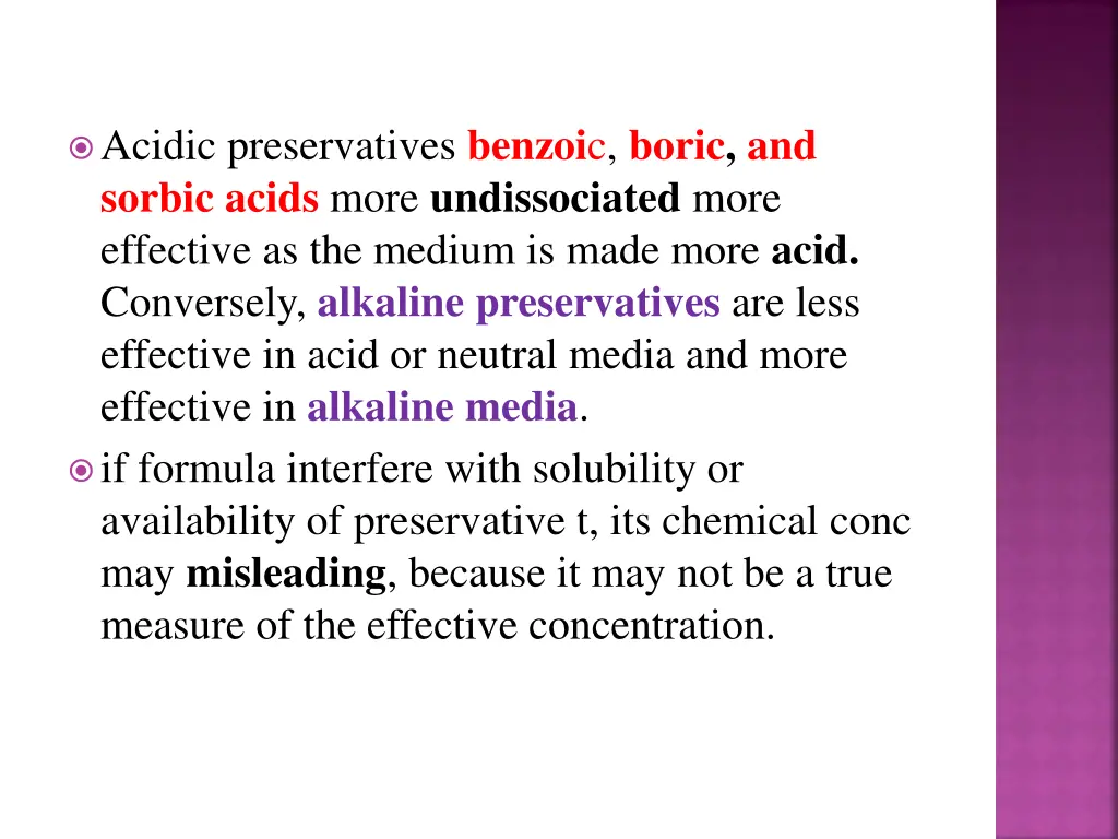 acidic preservatives benzoi c boric and sorbic