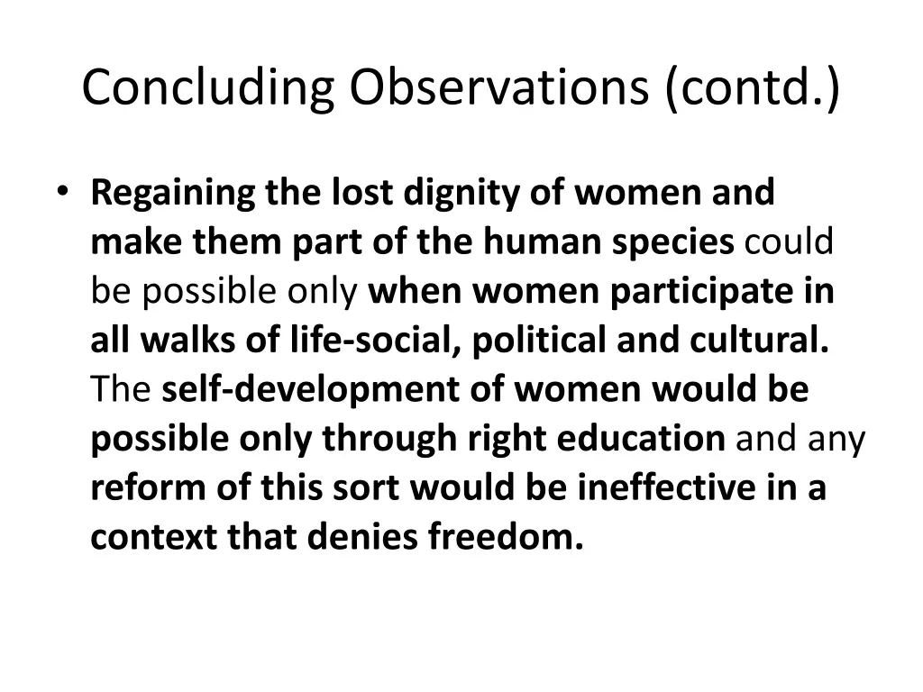 concluding observations contd