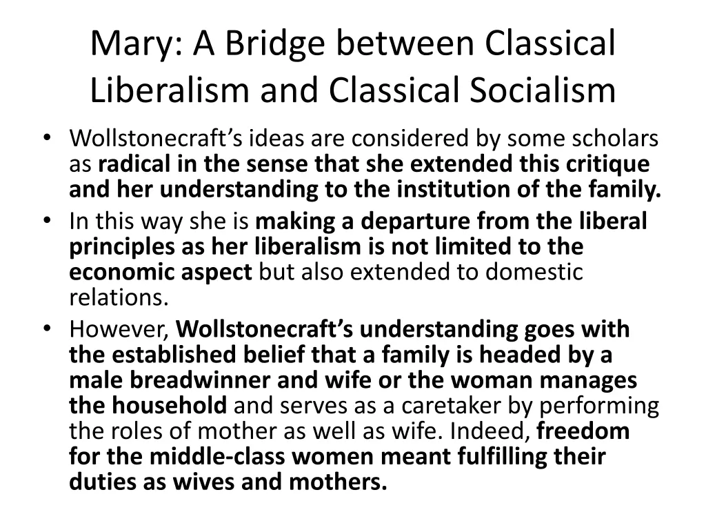 mary a bridge between classical liberalism