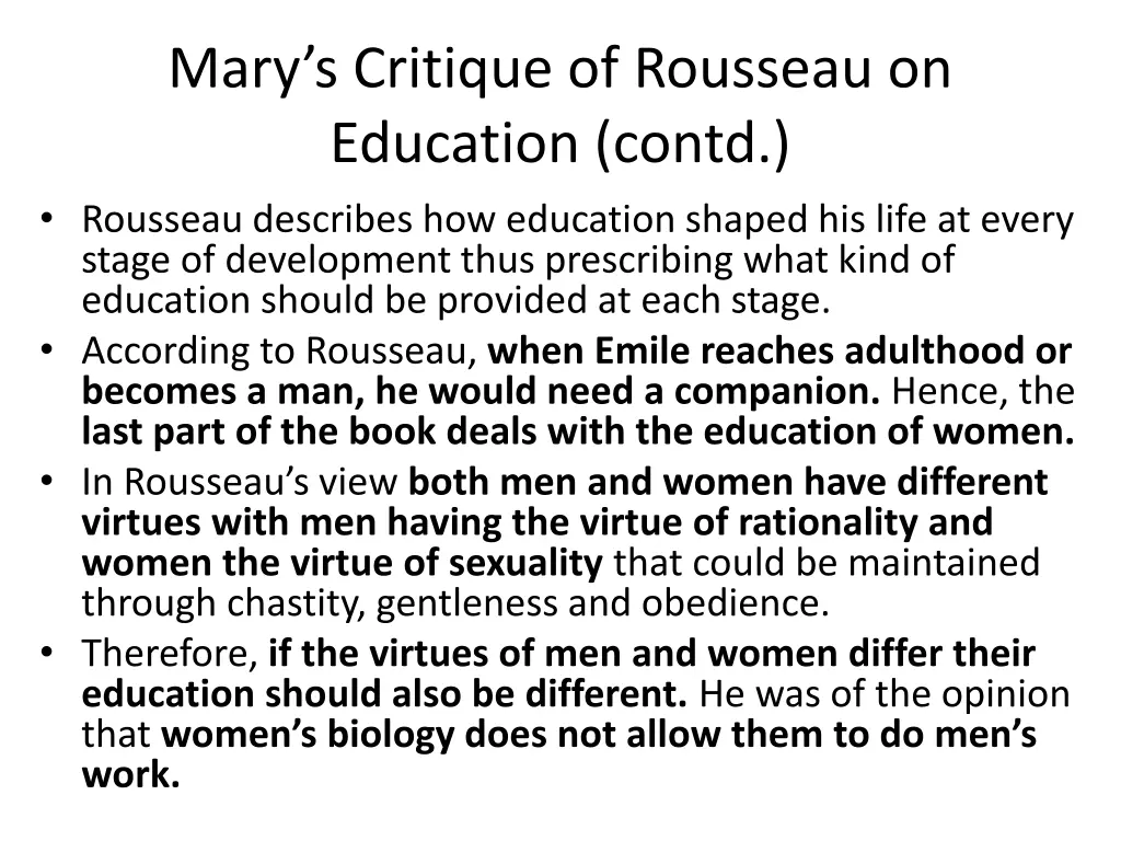 mary s critique of rousseau on education contd