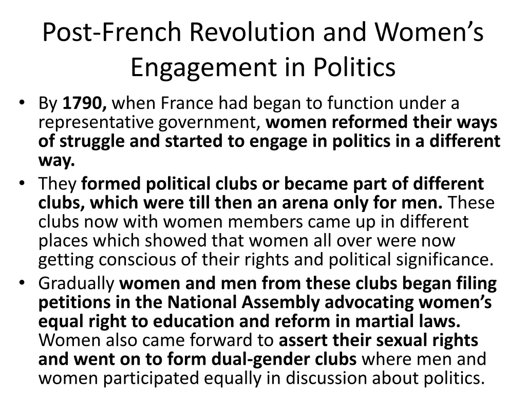 post french revolution and women s engagement