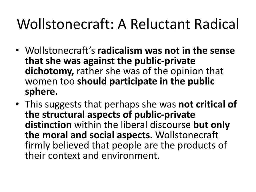 wollstonecraft a reluctant radical